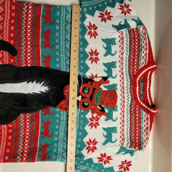 Cat In A Top Hat Soft & Cozy Festive Christmas Sweater 33 Degrees Unisex Large - Picture 10 of 16